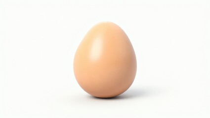 Fototapeta premium Single, light-brown egg against a white background.