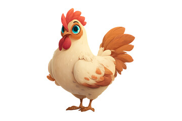 Adorable cartoon hen in warm tones
