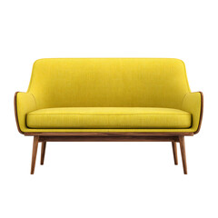 Yellow Mid Century Modern Sofa with Wooden Legs