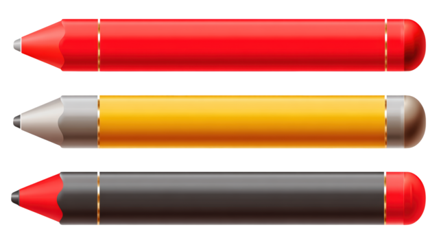 Vibrant colored pencils, unleash your creativity with a trio of artistic tools three