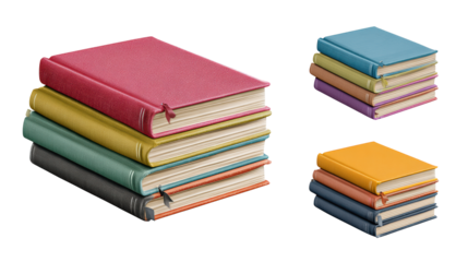 Stack of books with bookmark, a journey through literature and knowledge discover