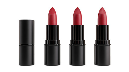 Obraz premium Three red lipsticks on black, a captivating display of classic beauty and glamour