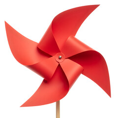 Red Pinwheel Toy, Isolated on White or Transparent Background