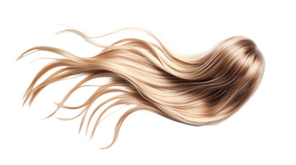 Glamorous Blond Hair on White Background: Long Wavy Pony Hairstyle