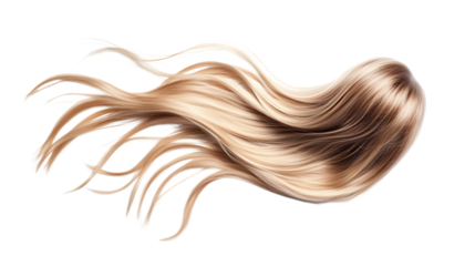 Glamorous Blond Hair on White Background: Long Wavy Pony Hairstyle