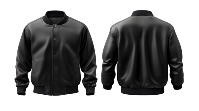Stylish Blank Black Baseball Jacket on White Background - Powered by Adobe
