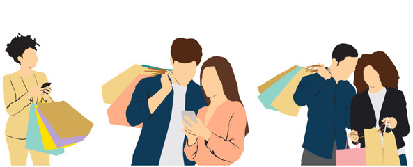 group of shopping people