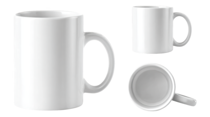 A tale of two mugs, one empty, one full study in contrast and completion with pristine white ceramic drinkware