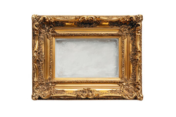 Elegant Ornate Gold Frame on Black Backdrop Antique Baroque Style Decor for Mirror or Artwork in