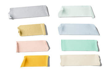 Set pieces of adhesive masking tape paper isolated on a white background. Office supplies
