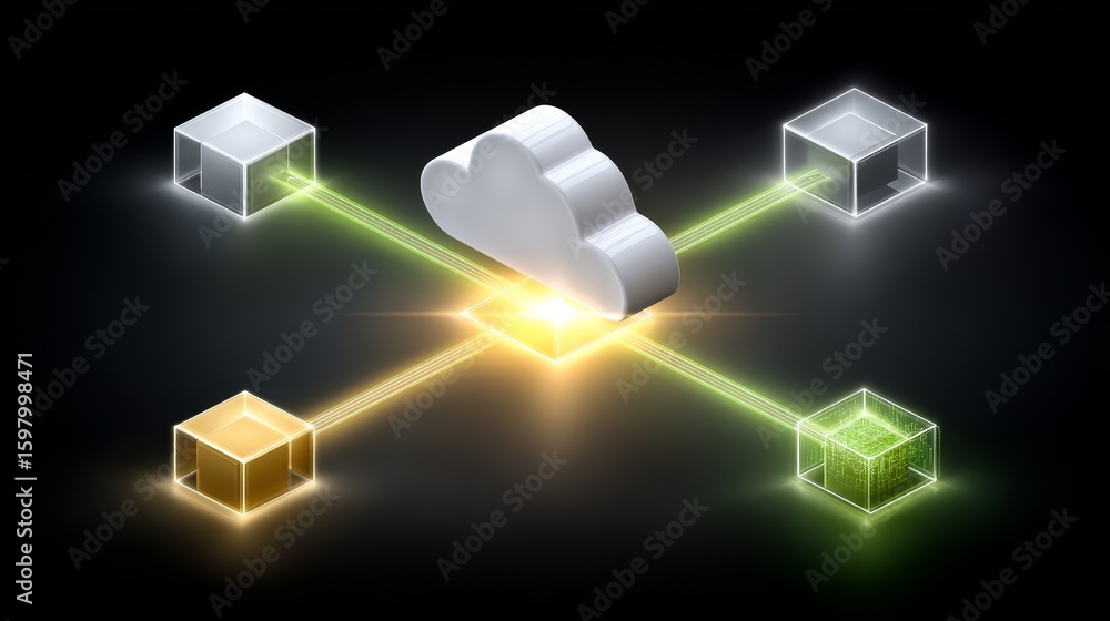 Poster cloud-based innovation infographic digital environment modern technology visualization isometric vie