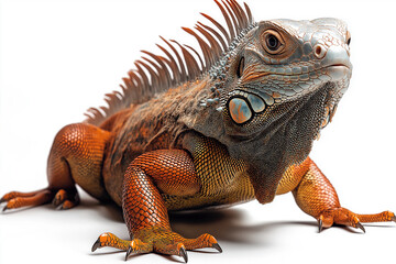Obraz premium Iguana lizard with scales in exotic wildlife setting, vibrant close-up of colorful reptile