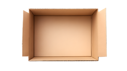 Top View Open Cardboard Box White Background Isolated Packaging Material