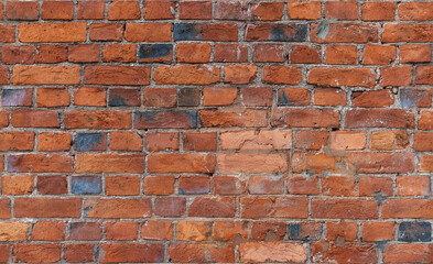 Red Brick Wall with Texture and Rustic Details for Background Uses. Seamless