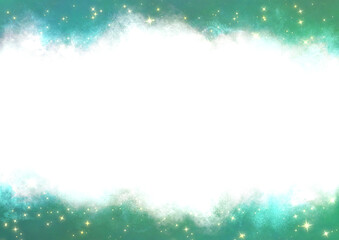 水彩フレーム×キラキラ1(緑)