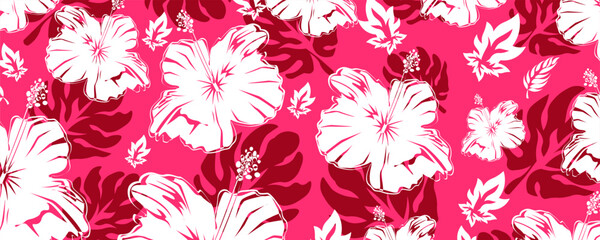 aloha hibiscus tropical flower hawaiian seamless pattern for summer fashion, textile,fabric,Shirt,wallpaper,clothing and print design abstrack background nature floral