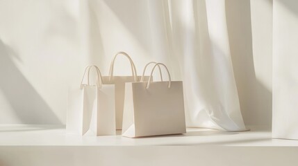 A minimalist composition of shopping bags 