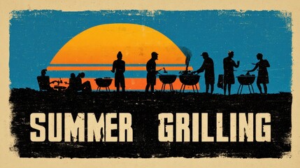 Retro BBQ Vibes – Vintage Grilling & Summer Graphic Illustration
