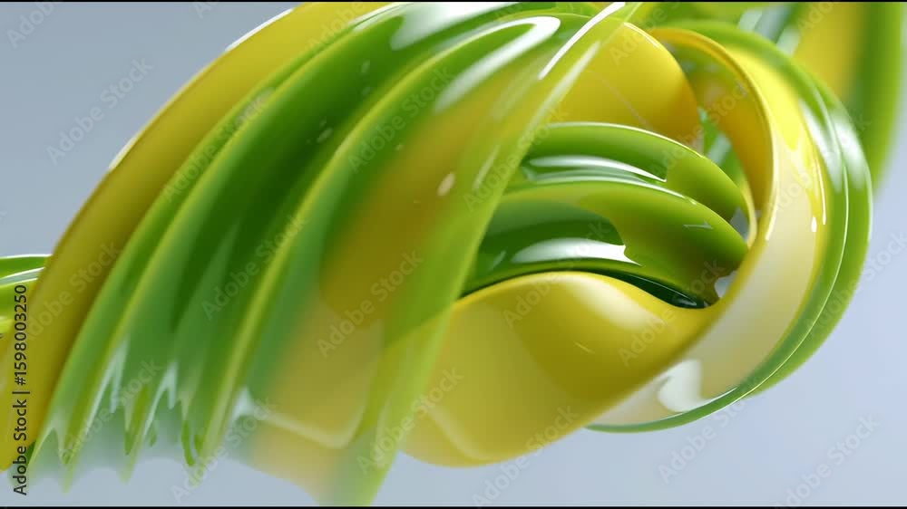 Poster vibrant green and yellow ribbons swirl and twist in dynamic motion creating an engaging visual displ