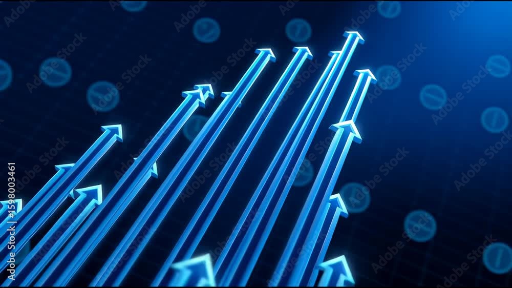 Aufkleber upward arrows symbolize growth and progress in a dynamic digital environment