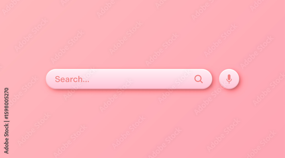 Fototapete colorful 3d search bar template. internet browser engine with search box, address bar and text field