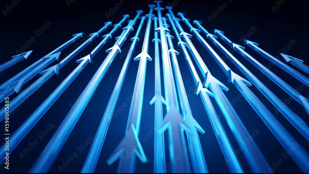 Aufkleber dynamic blue arrows pointing upwards in a dark background showcase growth and progress in modern des
