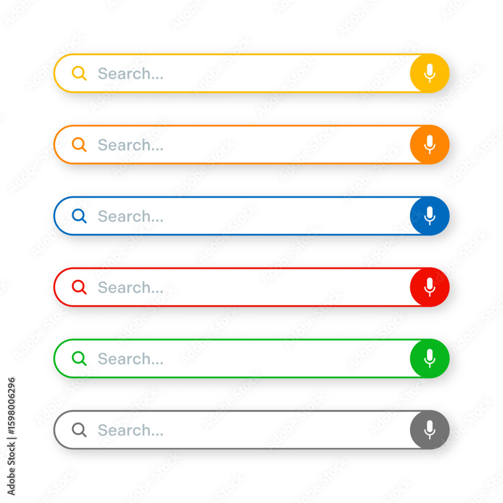 Fototapete various search bar templates. internet browser engine with search box, address bar and text field. u