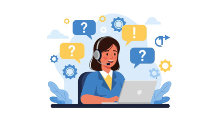 Illustration of a customer service representative assisting with inquiries online