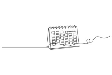 Table calendar continuous one line art and vectors illustrations design.