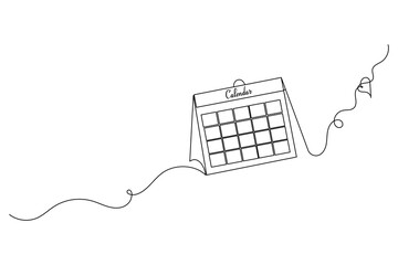 Table calendar continuous one line art and vectors illustrations design.