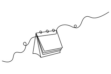 Table calendar continuous one line art and vectors illustrations design.