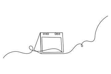 Table calendar continuous one line art and vectors illustrations design.