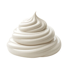 Swirl of white whipped cream isolated on transparent background