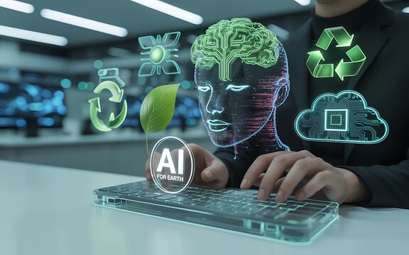 Futuristic ai technology concept with human brain and digital icons - Powered by Adobe