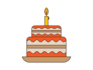 birthday Cake icons set. birthday cake with candles.  glyph colure on white background. delicious cake vector illustration.