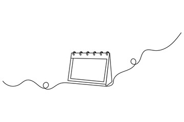 Table calendar continuous one line art and vectors illustrations design.