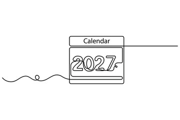 Table calendar continuous one line art and vectors illustrations design.