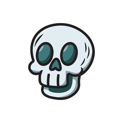 Retro hollow eyed skull vector illustration. Simplified skull featuring large round eye holes and stout jaw.
