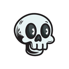Playful skull grin vector illustration. Cartoon skull with oversized eye sockets and cheeky grin.