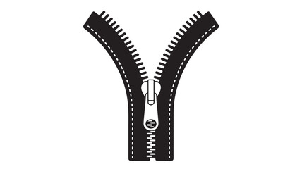 Open Zipper Illustration Simple Black and White Design