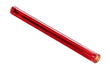 Red Translucent Tube Isolated On Black Background Glass Material Cylinder Shape Scientific