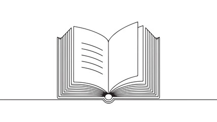 Open book line art illustration for education or reading concept
