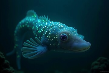 Obraz premium A close up of a spiky fish with iridescent scales in dark water