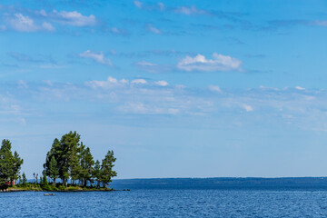 Berg, Sweden A prising lake landscape with sky, water and islands.