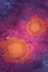 Abstract Glitter Design With Orange Circles on Purple Background
