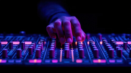 Hand Adjusts Controls Professional Audio