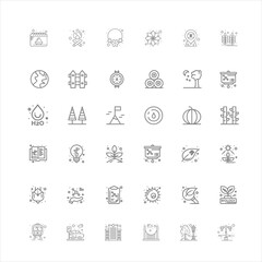 Set of Outdoor Adventure and Nature-Themed Line Icons