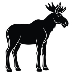 A vector illustration of a wild deer silhouette with antlers, perfect for nature and animal designs