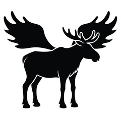 Majestic Silhouette: A striking silhouette of a magnificent moose showcases its impressive antlers against a clean backdrop.