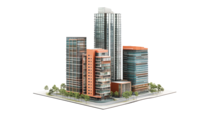 building city architectures skyscraper on white background